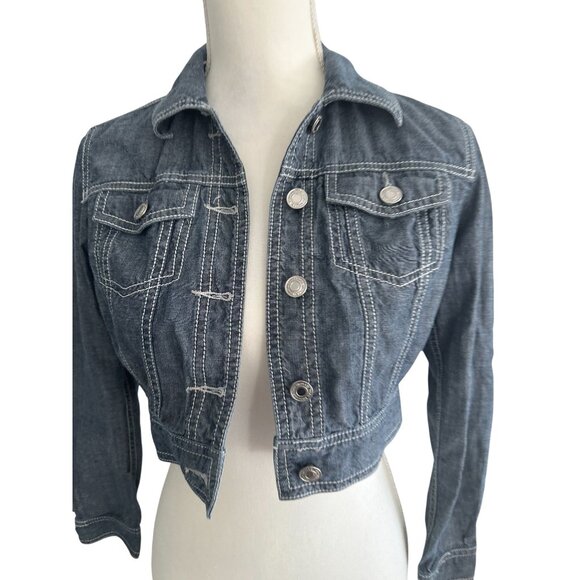 MICHAEL KORS Denim Crop Long Sleeve Jacket Size 2P - Picture 4 of 7